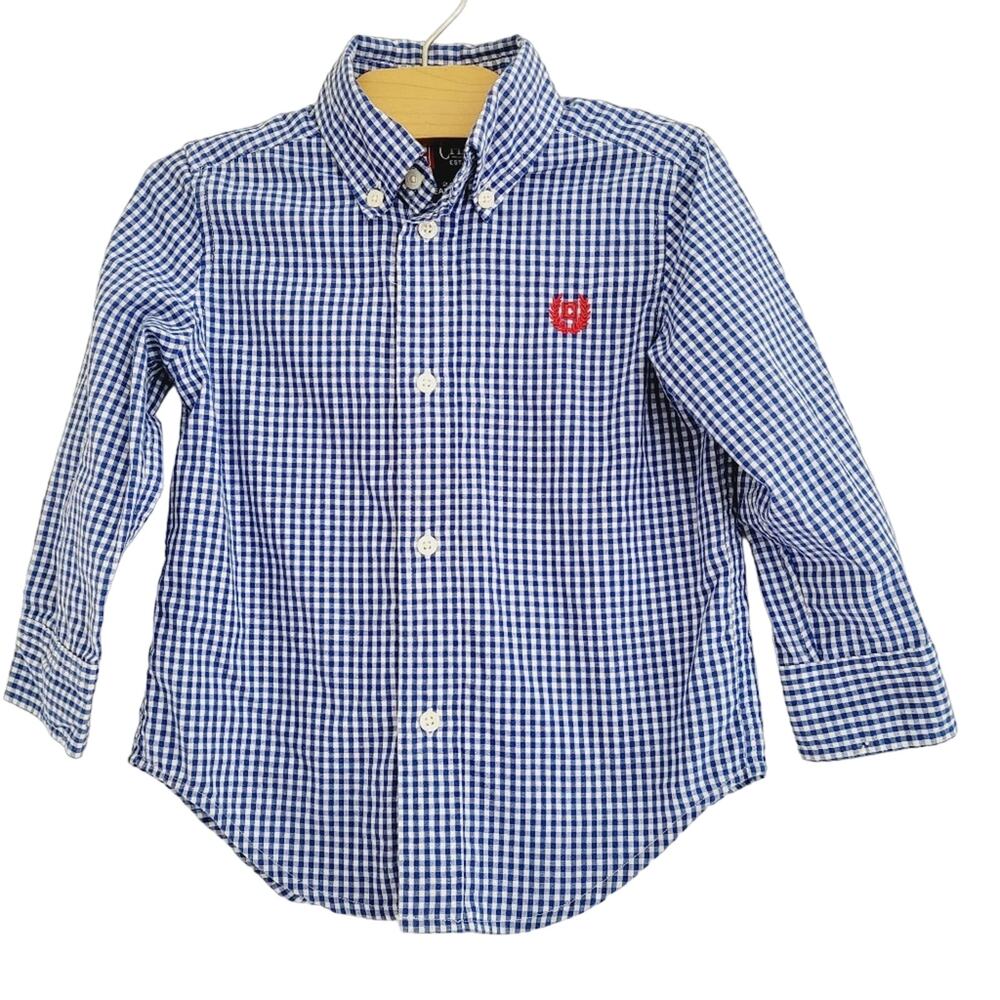 Chaps 2T easy care gingham button down shirt